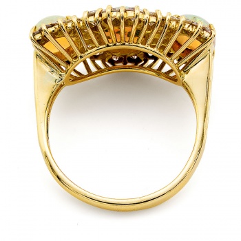 18ct Gold Opal / Diamond Cluster Ring Size V
